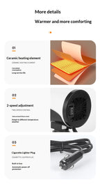 New Car Heater, Winter Vehicle Warmer, Windshield Defroster Defogger, Rotatable Electric Heater, 12V/24V Fast Heating Car Heating Fan
