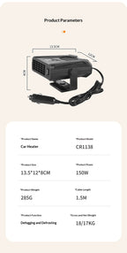 12V Car Hot and Cold Dual-use Heater, Windshield Defroster Snow Removal Demister