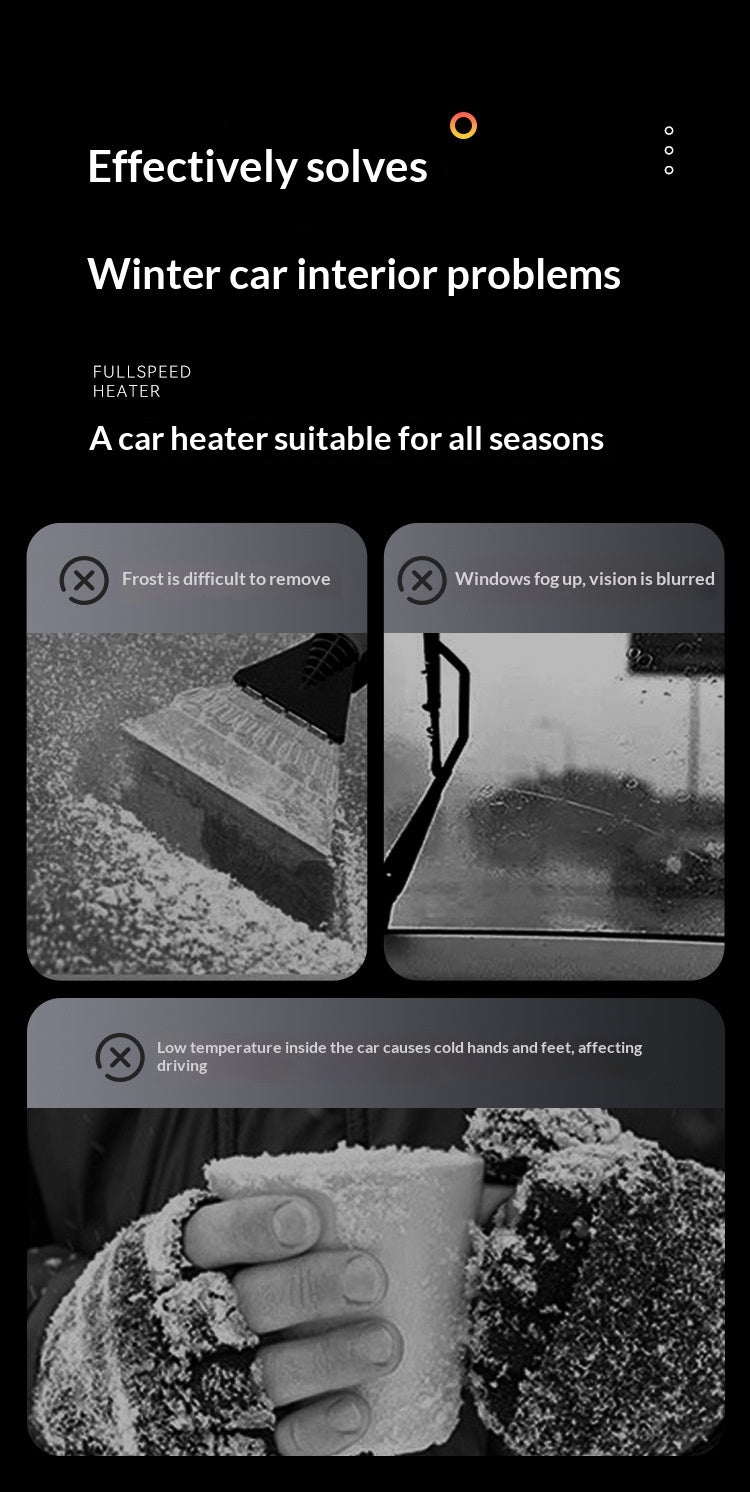 12V/24V Car Heater, Hot & Cold Dual-Use Windshield Defroster, Portable Car Defogger and Snow Removal Heater