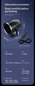 12V/24V Car Heater, Hot & Cold Dual-Use Windshield Defroster, Portable Car Defogger and Snow Removal Heater
