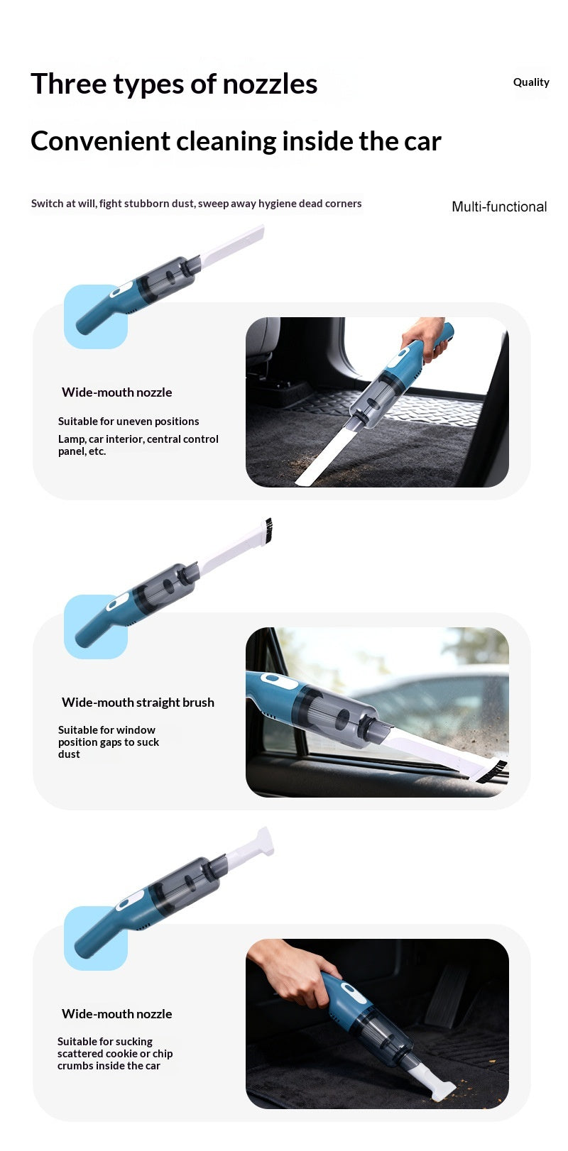 Wireless Car Vacuum Cleaner, Cordless Handheld Portable Brushless Vacuum for Car and Home Dual Use