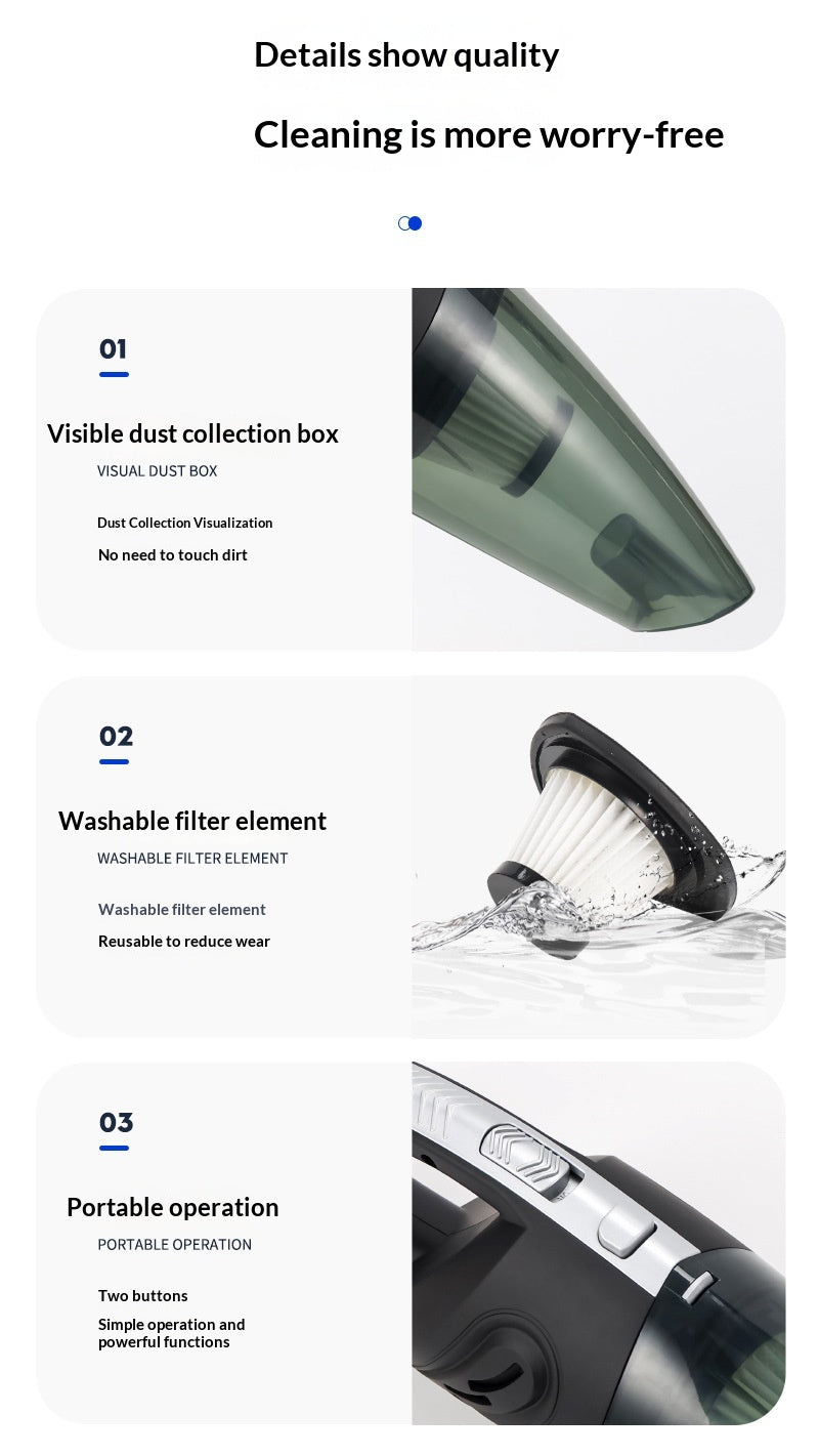 New Wireless Mini Car Vacuum Cleaner, Portable Handheld Desktop Vacuum for Car and Home Use