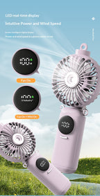 USB Rechargeable High Power Mini Fan, Handheld Desktop Neck Wearable Spray Rotation Integrated Fan