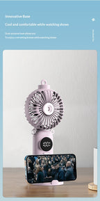 USB Rechargeable High Power Mini Fan, Handheld Desktop Neck Wearable Spray Rotation Integrated Fan