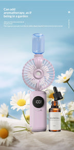 USB Rechargeable High Power Mini Fan, Handheld Desktop Neck Wearable Spray Rotation Integrated Fan