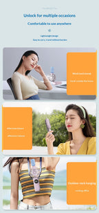 USB Rechargeable High Power Mini Fan, Handheld Desktop Neck Wearable Spray Rotation Integrated Fan