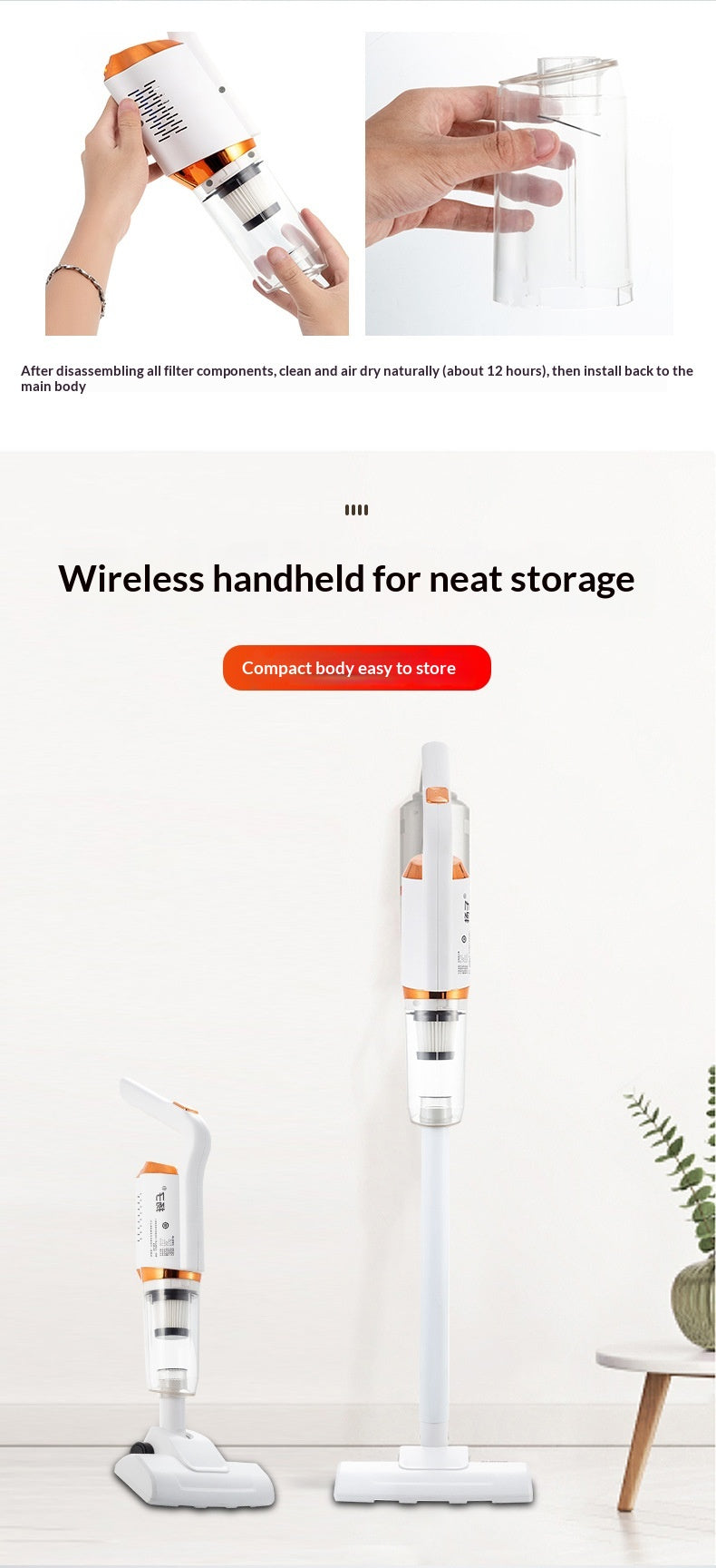 Cordless Handheld Vacuum Cleaner, High Suction Power for Hair Dust, Wet and Dry Dual Use Multifunctional Home Full House Cleaning Vacuum