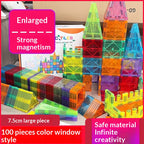 7.5cm Large Magnetic Window Tiles, Strong Magnet Building Blocks, Educational Puzzle Toys for Boys & Girls