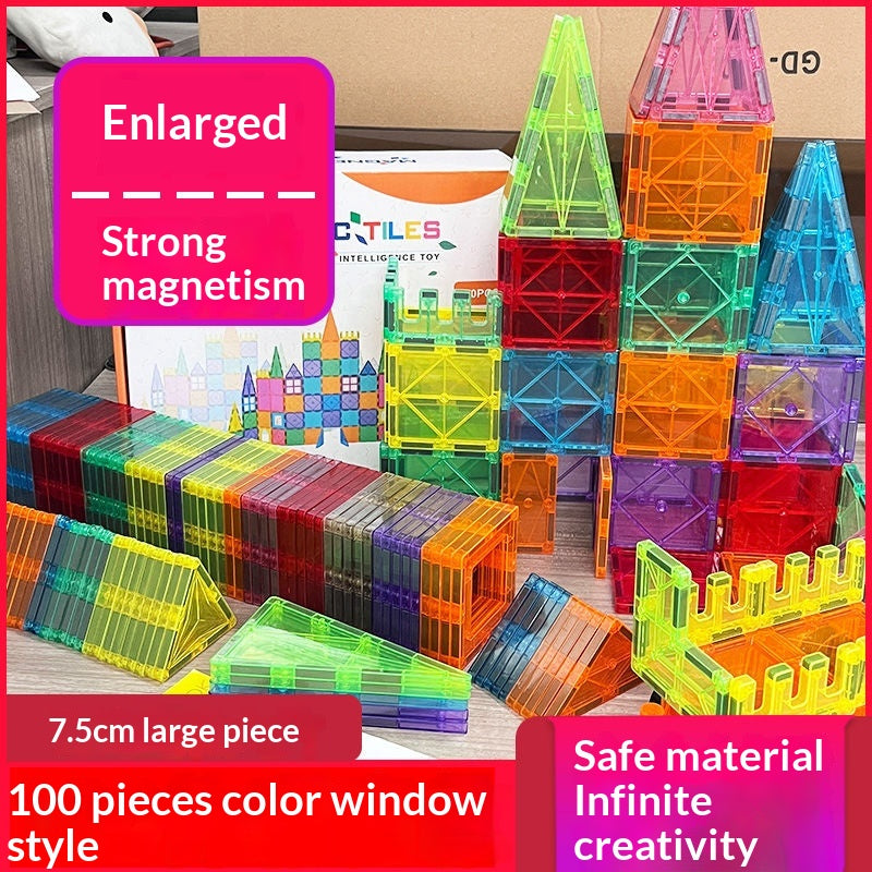 7.5cm Large Magnetic Window Tiles, Strong Magnet Building Blocks, Educational Puzzle Toys for Boys & Girls