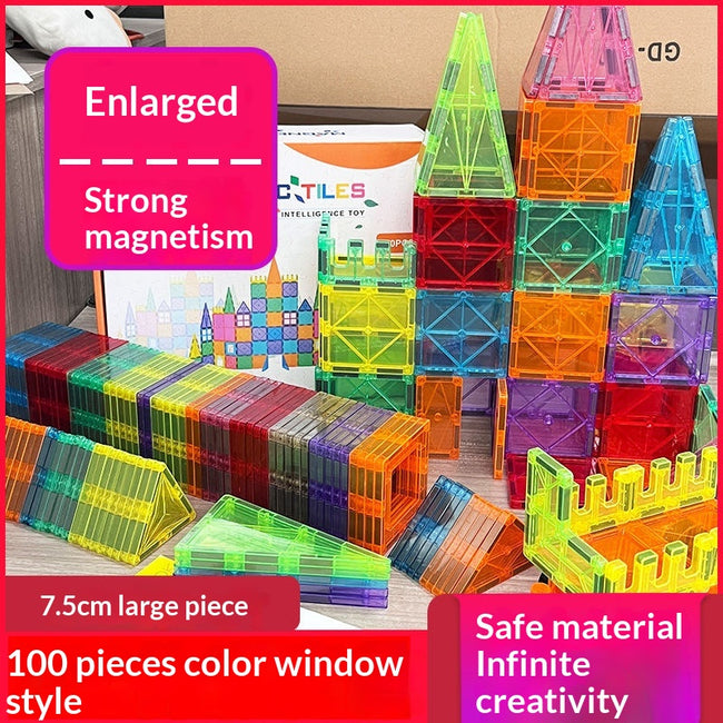 7.5cm Large Magnetic Window Tiles, Strong Magnet Building Blocks, Educational Puzzle Toys for Boys & Girls Main Image