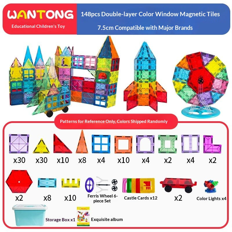 7.5cm Large Magnetic Window Tiles, Strong Magnet Building Blocks, Educational Puzzle Toys for Boys & Girls