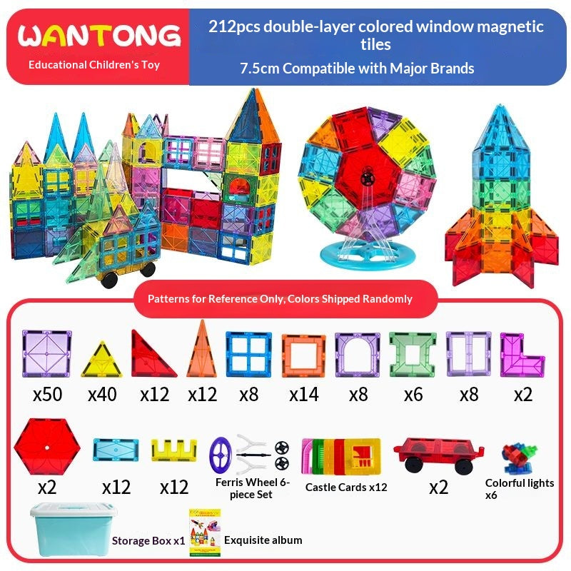 7.5cm Large Magnetic Window Tiles, Strong Magnet Building Blocks, Educational Puzzle Toys for Boys & Girls