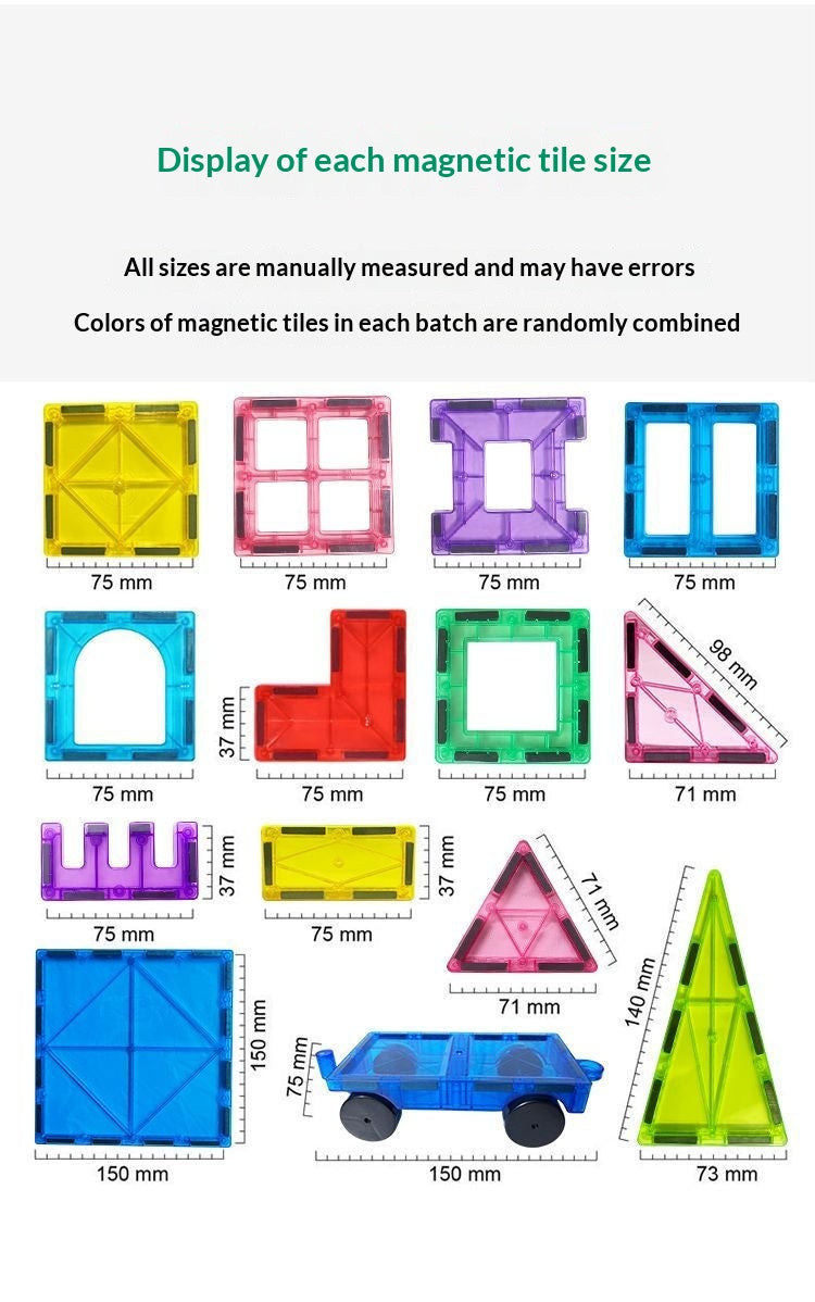 7.5cm Large Magnetic Window Tiles, Strong Magnet Building Blocks, Educational Puzzle Toys for Boys & Girls