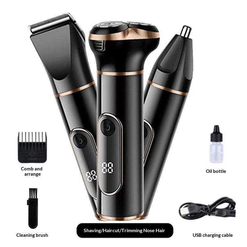 Digital Display Electric Shaver, 3-in-1 Multifunctional Smart Beard Trimmer, USB Rechargeable Razor