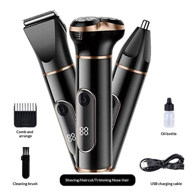 Digital Display Electric Shaver, 3-in-1 Multifunctional Smart Beard Trimmer, USB Rechargeable Razor Main Image