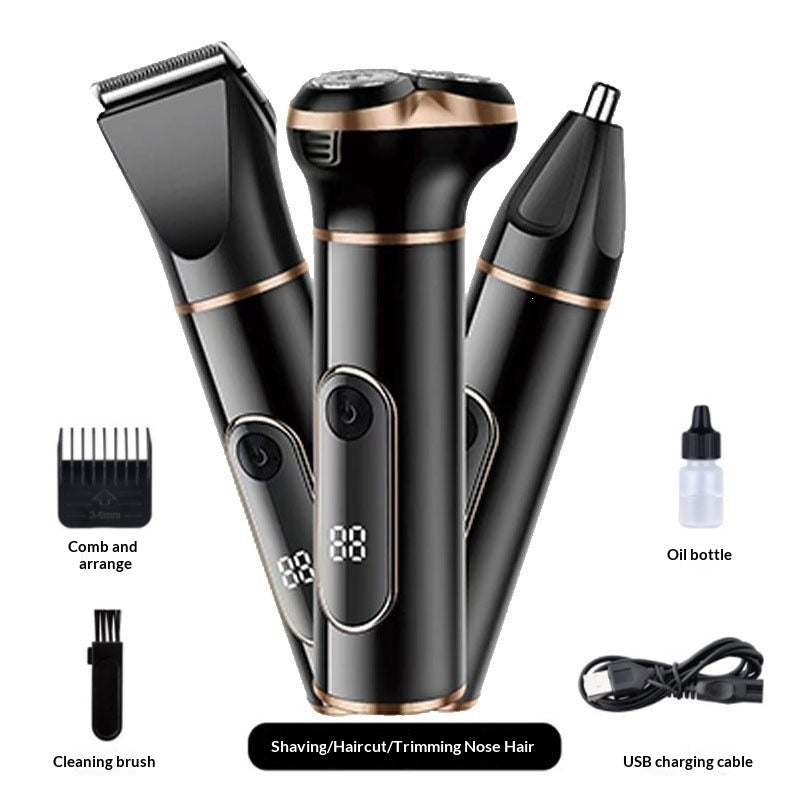 Digital Display Electric Shaver, 3-in-1 Multifunctional Smart Beard Trimmer, USB Rechargeable Razor