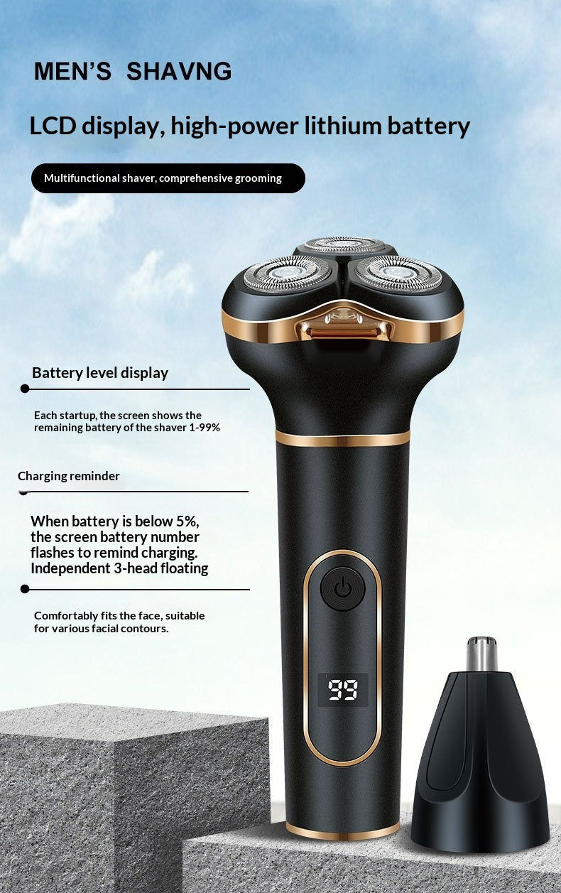 Digital Display Electric Shaver, 3-in-1 Multifunctional Smart Beard Trimmer, USB Rechargeable Razor