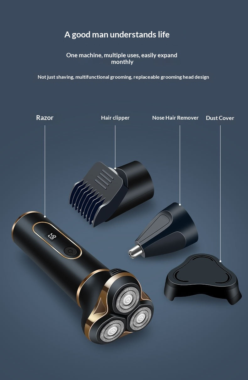 Digital Display Electric Shaver, 3-in-1 Multifunctional Smart Beard Trimmer, USB Rechargeable Razor