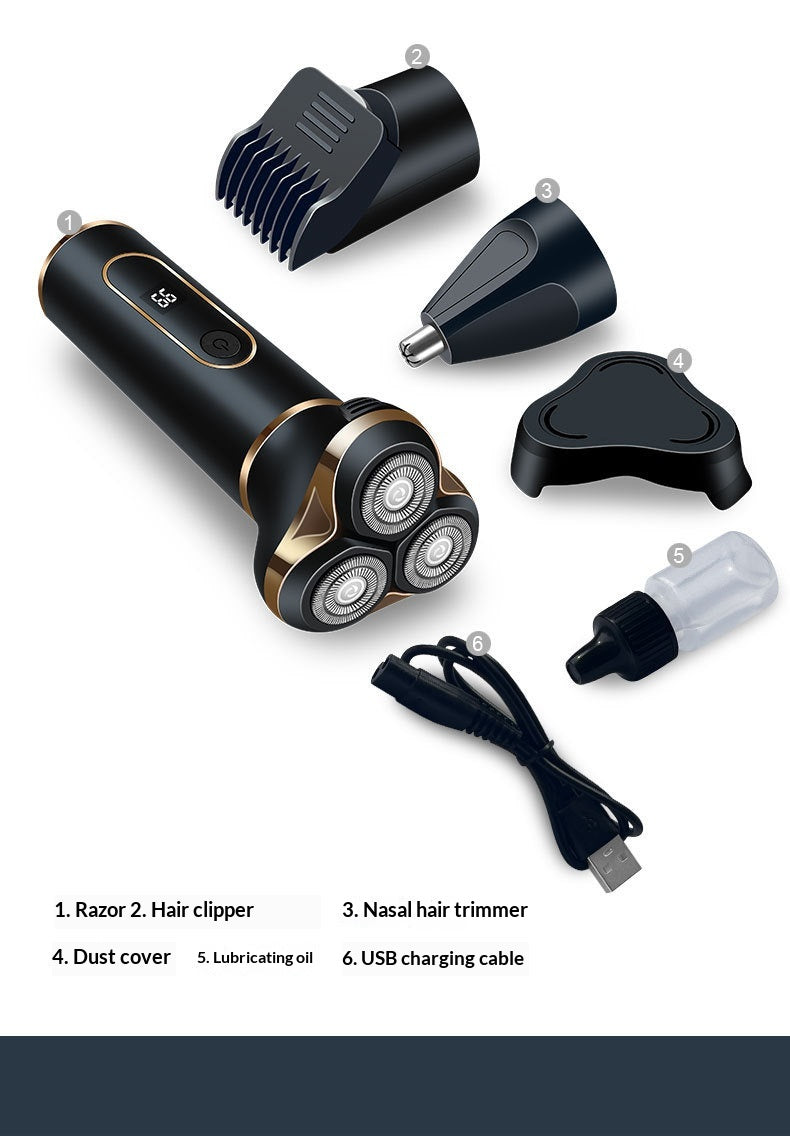 Digital Display Electric Shaver, 3-in-1 Multifunctional Smart Beard Trimmer, USB Rechargeable Razor