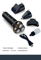 Digital Display Electric Shaver, 3-in-1 Multifunctional Smart Beard Trimmer, USB Rechargeable Razor