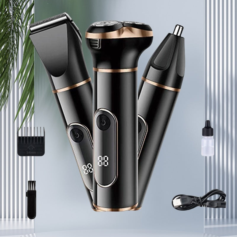 Digital Display Electric Shaver, 3-in-1 Multifunctional Smart Beard Trimmer, USB Rechargeable Razor