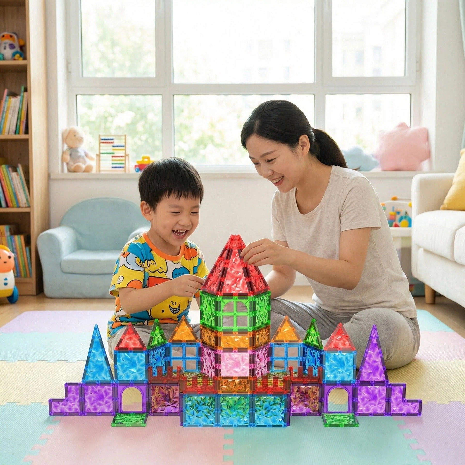 彩窗冰钻磁力片积木儿童益智玩具DIY自由组装散装批发厂家碎碎冰