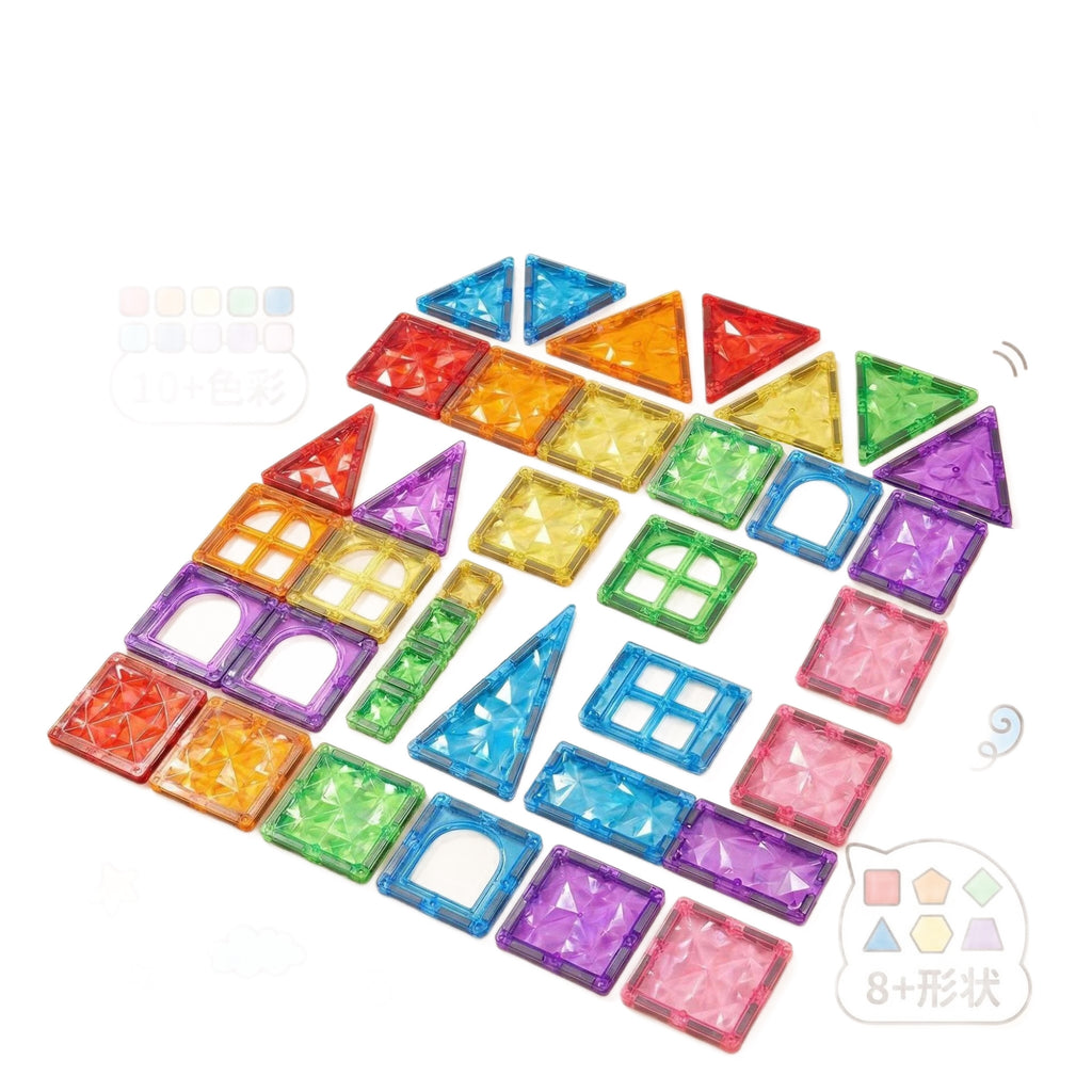 彩窗冰钻磁力片积木儿童益智玩具DIY自由组装散装批发厂家碎碎冰