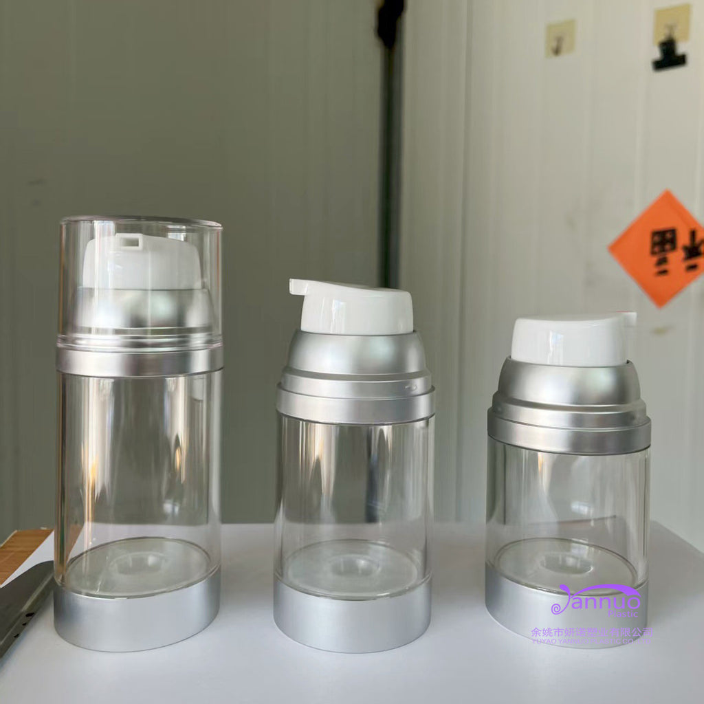 现货大容量乳液真空瓶  按压式透明护肤品瓶多规格亚银真空乳液瓶
